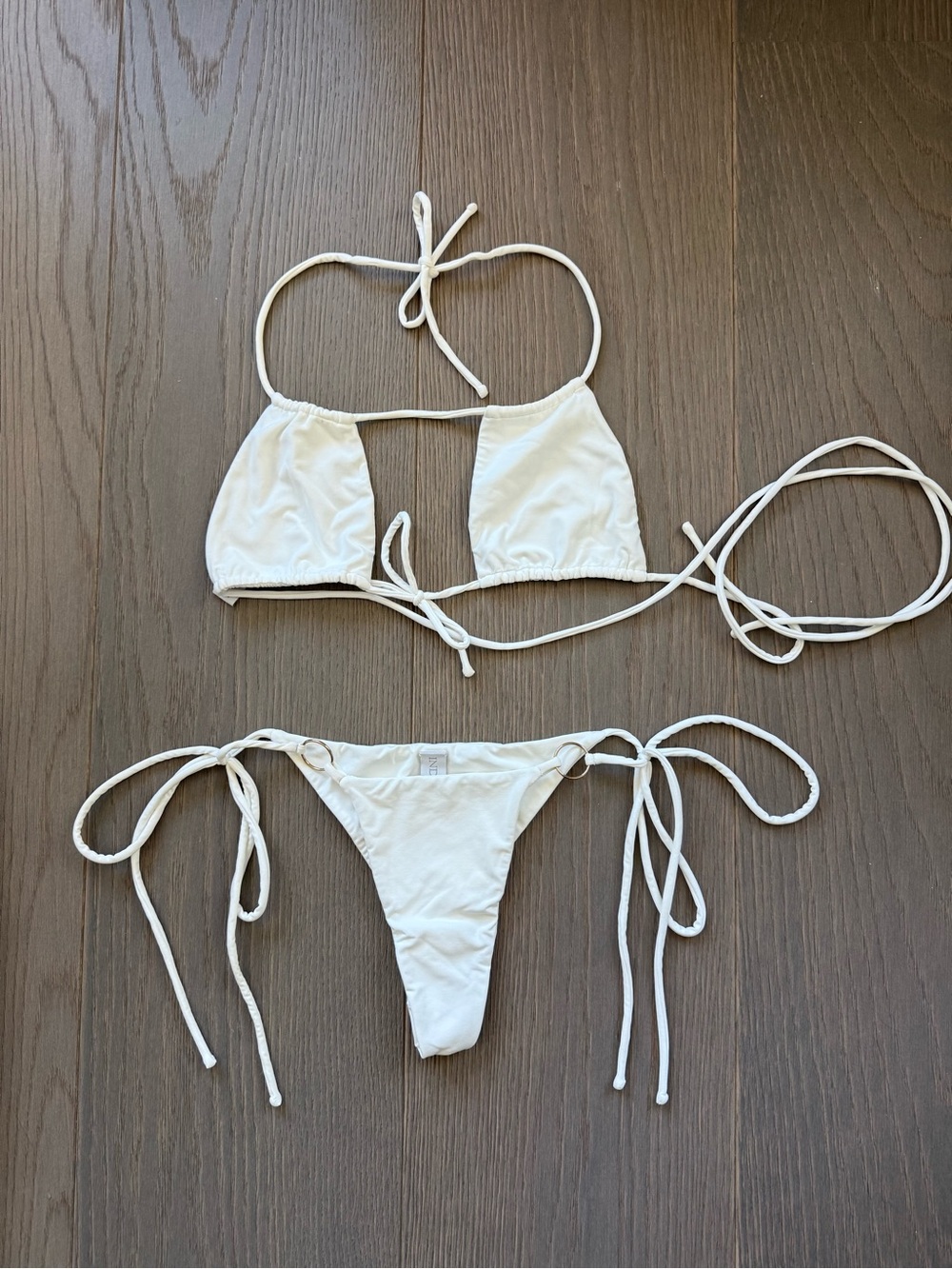 Indah White Triangle String Bikini - Picture 2 of 9